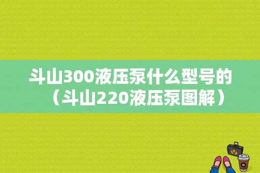 斗山300液压泵什么型号的（斗山220液压泵图解）