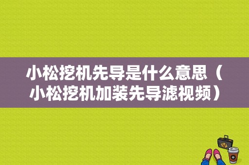 小松挖机先导是什么意思（小松挖机加装先导滤视频）