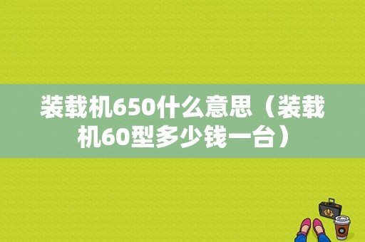 装载机650什么意思（装载机60型多少钱一台）