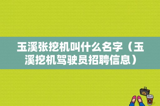 玉溪张挖机叫什么名字（玉溪挖机驾驶员招聘信息）