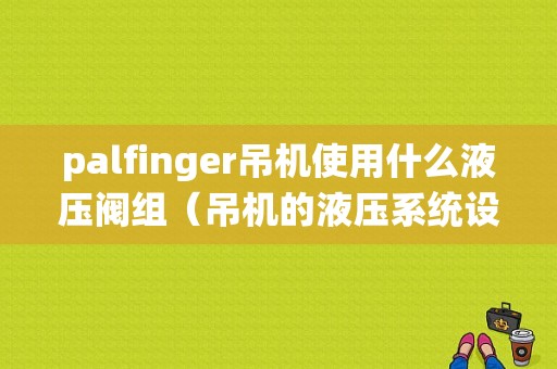 palfinger吊机使用什么液压阀组（吊机的液压系统设计）