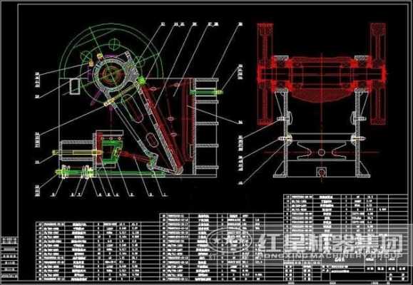 破碎机图纸什么看（破碎机剖面图）